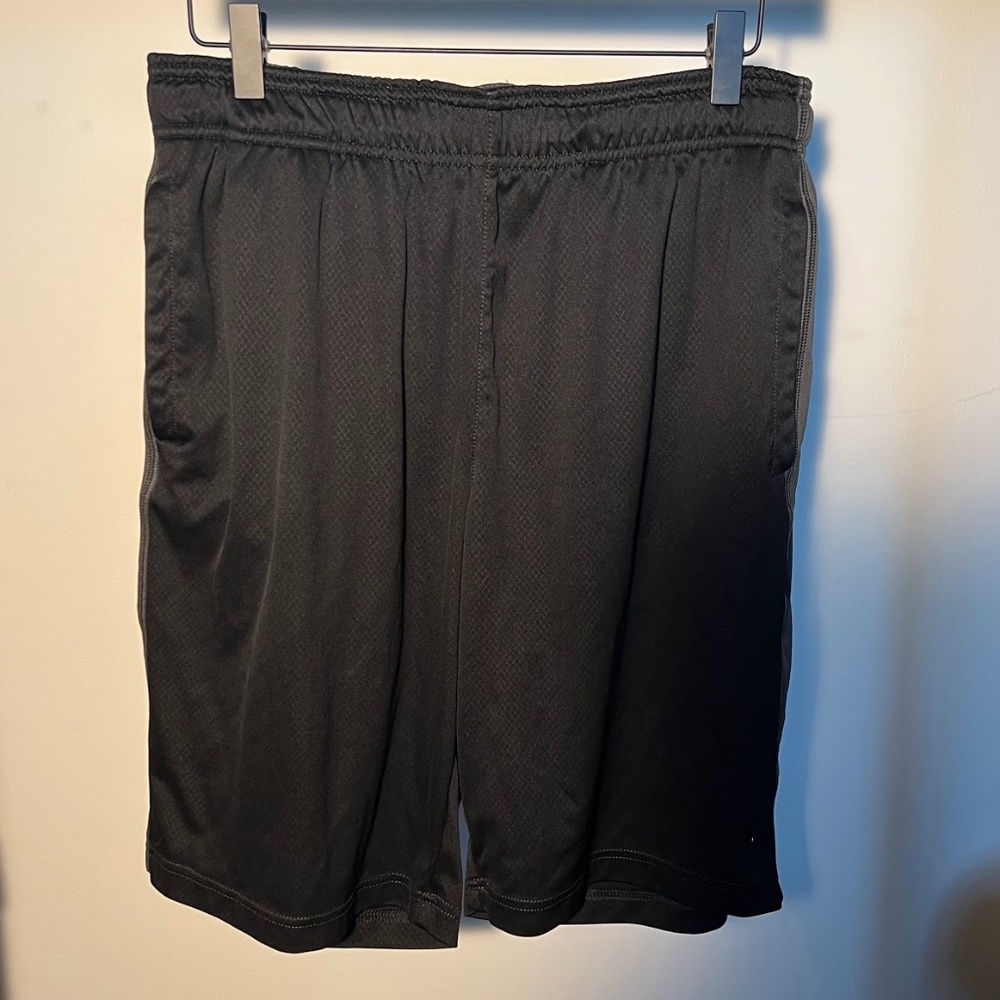 American Eagle Black Athletic Shorts with Grey Sides, Size Medium, 9" Inseam